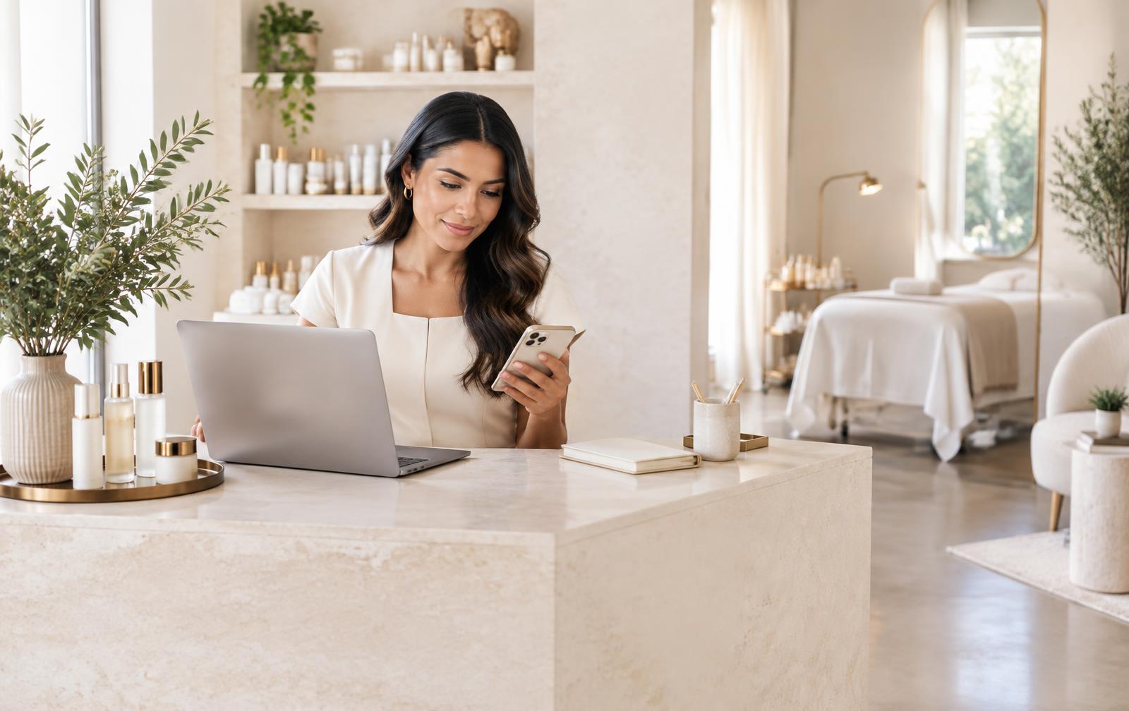 Profesional de estética gestionando su negocio digital